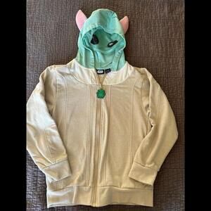 Star Wars Baby Yoda Zip Up Hoodie Jacket Tan/Green Medium